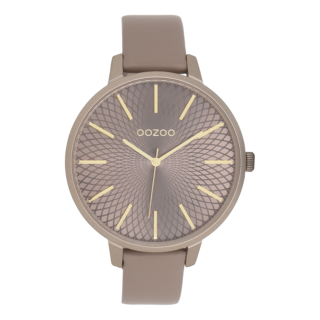 OOZOO Timepieces, C11735, Damenuhr, Gehäuse Taupe, Zifferblatt Taupe, Lederarmband Taupe