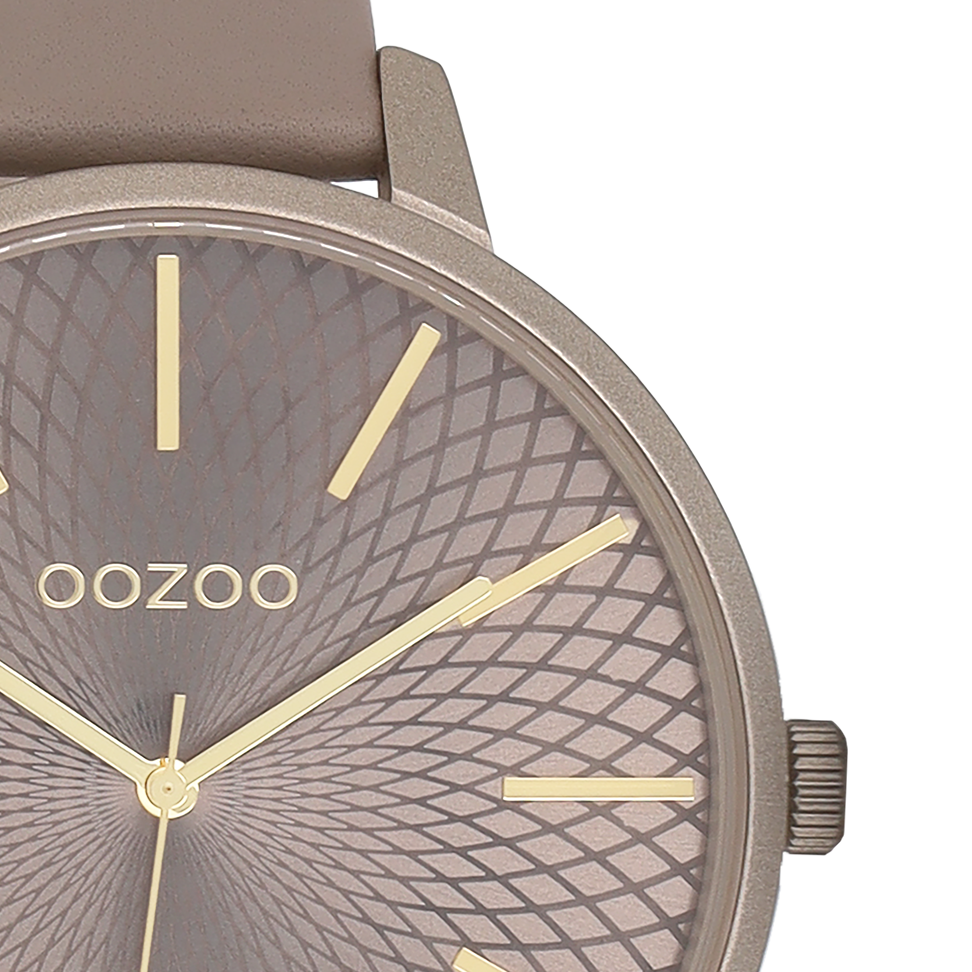 OOZOO Timepieces, C11735, Damenuhr, Gehäuse Taupe, Zifferblatt Taupe, Lederarmband Taupe