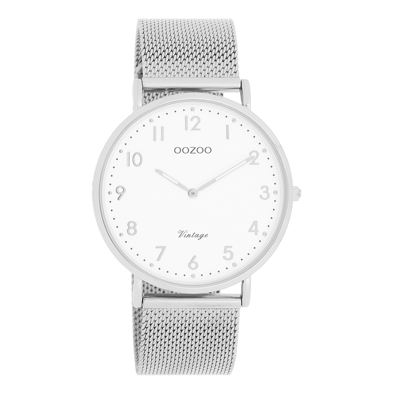 OOZOO Vintage  - C20340 - Damen - Edelstahl-Mesh-Armband – Silber/Weiß