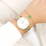 OOZOO Vintage  - C20342 - Damen - Edelstahl-Mesh-Armband – Gold/Weiß