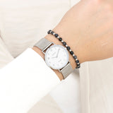 OOZOO Vintage  - C20345 - Damen - Edelstahl-Mesh-Armband – Silber/Weiß