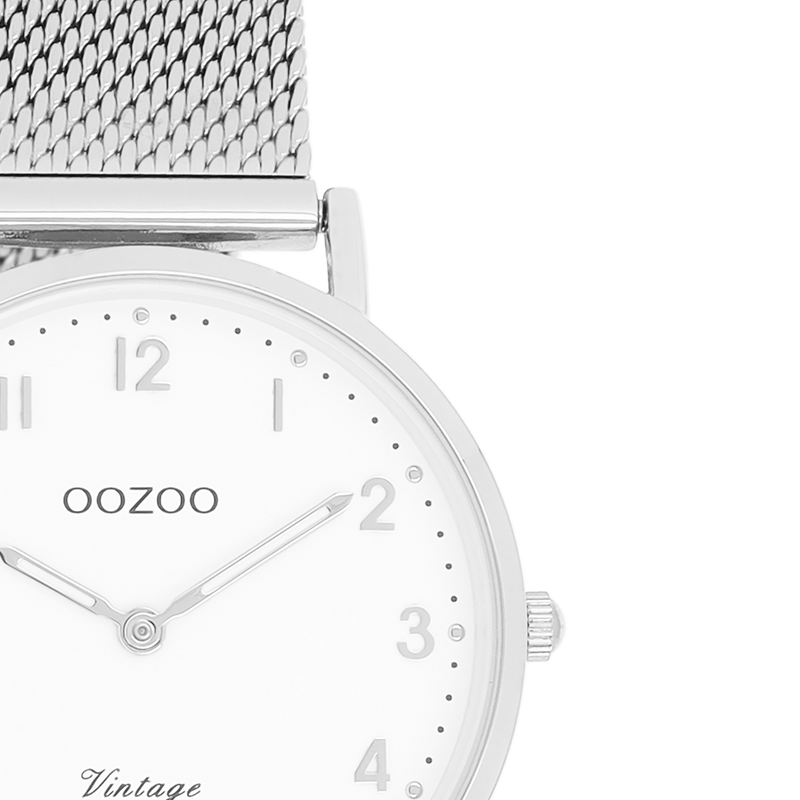 OOZOO Vintage  - C20345 - Damen - Edelstahl-Mesh-Armband – Silber/Weiß
