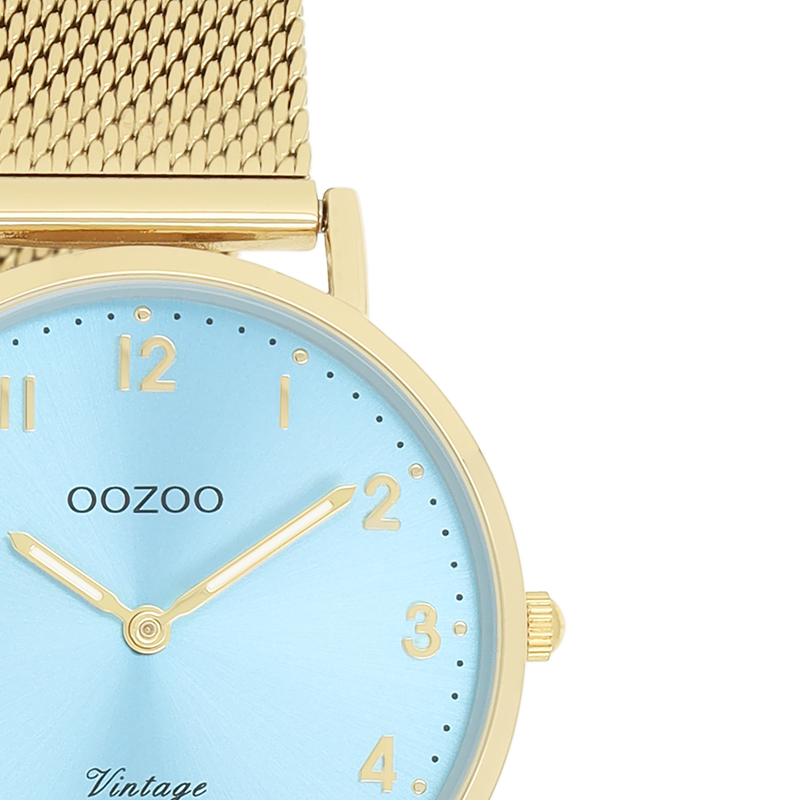 OOZOO Vintage  - C20348 - Damen - Edelstahl-Mesh-Armband – Gold/Hellblau