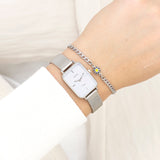 OOZOO Vintage  - C20350 - Damen - Edelstahl-Mesh-Armband – Silber/Weiß