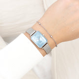 OOZOO Vintage  - C20351 - Damen - Edelstahl-Mesh-Armband – Silber/Hellblau