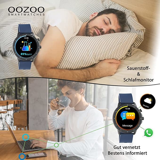 OOZOO Smartwatches - Unisex - Edelstahl-Mesh-Armband - Silber