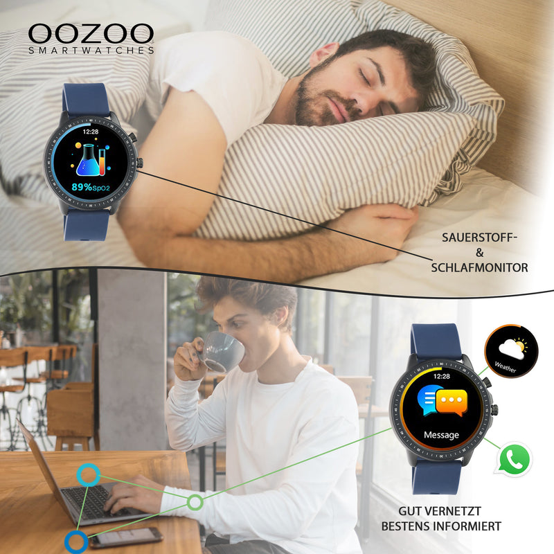 OOZOO Smartwatches - Unisex - Silikon-Armband - Taupe/Schwarz