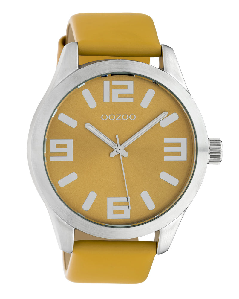 OOZOO Timepieces - C10235 - Unisex - Leder-Armband - Gelb/Silber