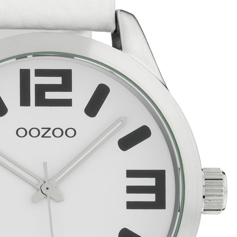 OOZOO Timepieces - C1050 - Unisex - Leder-Armband - Weiß/Silber