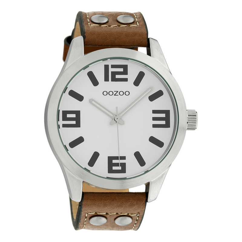 OOZOO Timepieces - C1051 - Unisex - Leder-Armband - Braun/Silber