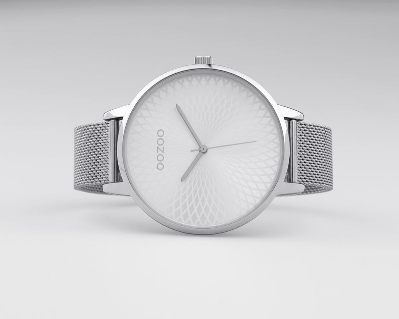 OOZOO Timepieces - C10550 - Damen - Edelstahl-Mesh-Armband - Silber/Silber