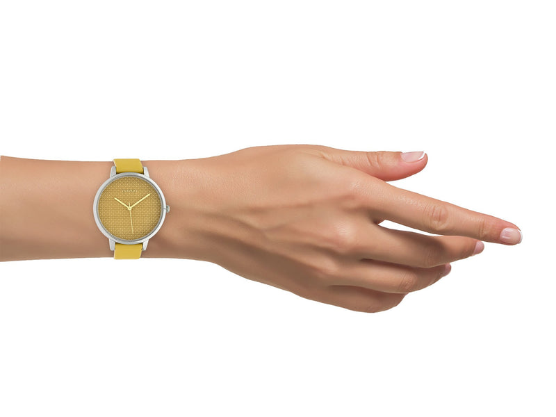 OOZOO Timepieces - C10590 - Damen - Leder-Armband - Gelb/Silber