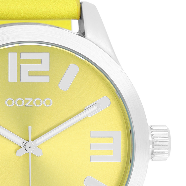 OOZOO Timepieces - C1071 - Damen - Leder-Armband - Neongelb/Silber