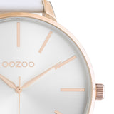 OOZOO Timepieces - C10710 - Damen - Leder-Armband - Weiß/Roségold