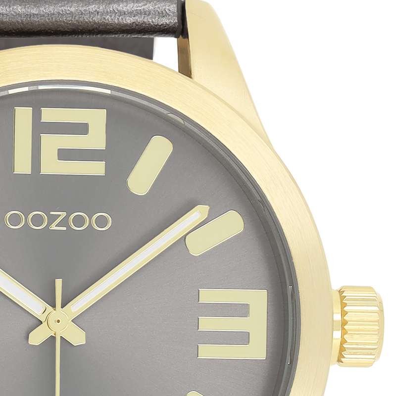 OOZOO Timepieces - C1084 - Damen - Leder-Armband - Grau/Metallic