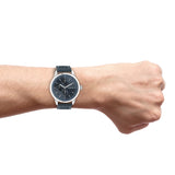 OOZOO Timepieces - C10905 - Herren - Leder-Armband - Blau/Silber