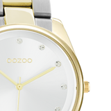 OOZOO Timepieces - C10960 - Damen - Edelstahl-Glieder-Armband - Silber/Gold/Weiß
