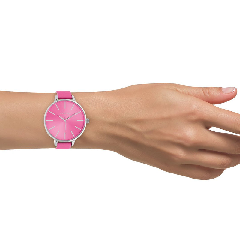 OOZOO Timepieces - C10984 - Damen - Leder-Armband - Pink/Silber