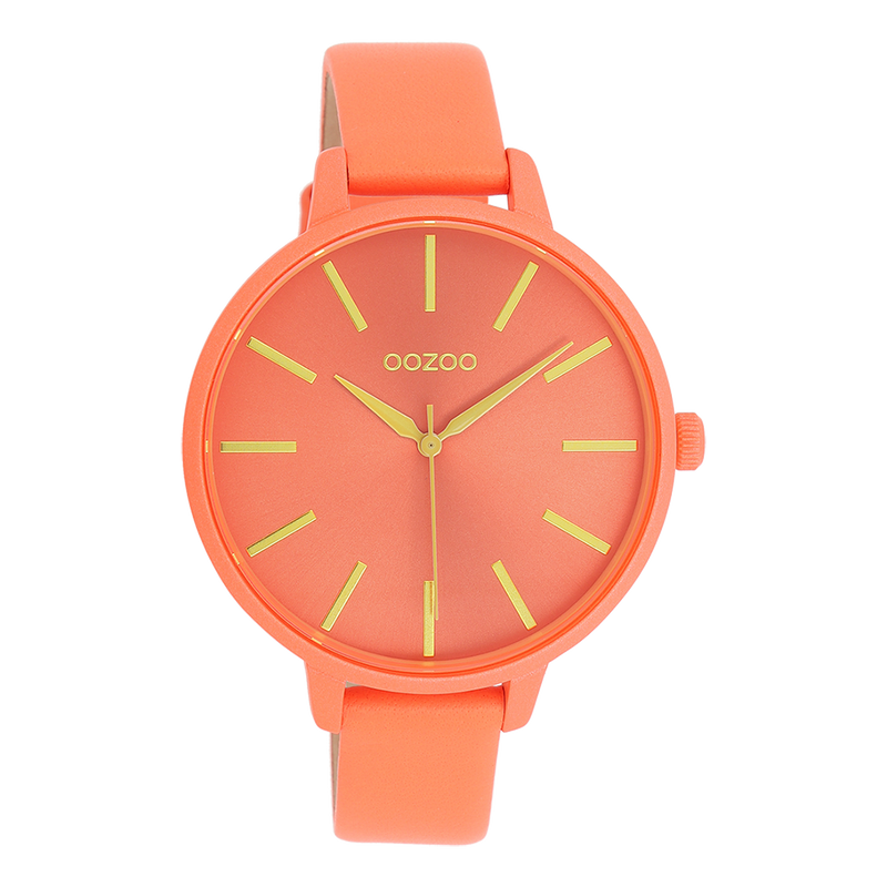 OOZOO Timepieces - C11185 - Damen - Leder-Armband - Neonrot/Gelb