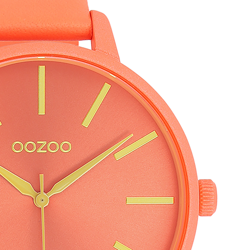 OOZOO Timepieces - C11185 - Damen - Leder-Armband - Neonrot/Gelb