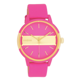 OOZOO Timepieces - C11192 - Damen - Leder-Armband - Neonpink/Gold