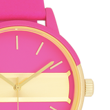 OOZOO Timepieces - C11192 - Damen - Leder-Armband - Neonpink/Gold