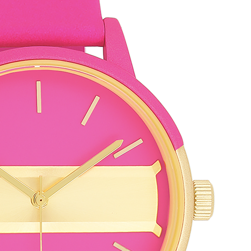 OOZOO Timepieces - C11192 - Damen - Leder-Armband - Neonpink/Gold