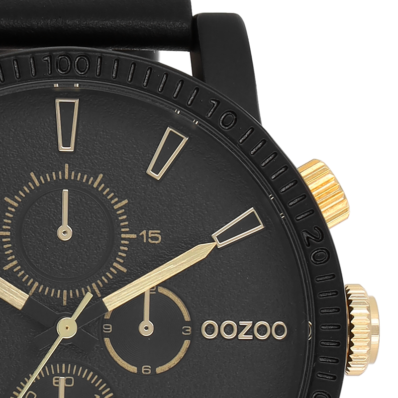 OOZOO Timepieces - C11212 - Herren - Leder-Armband - Schwarz