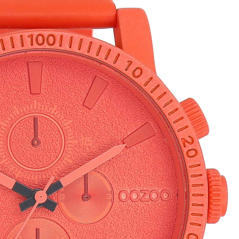 OOZOO Timepieces - C11219 - Unisex - Leder-Armband - Rot/Orange