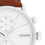 OOZOO Timepieces - C11220 - Herren - Leder-Armband - Braun/Weiß