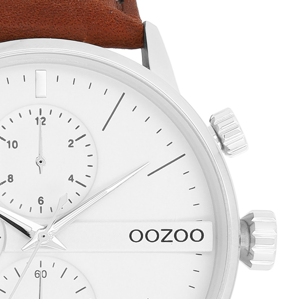 OOZOO Timepieces - C11220 - Herren - Leder-Armband - Braun/Weiß