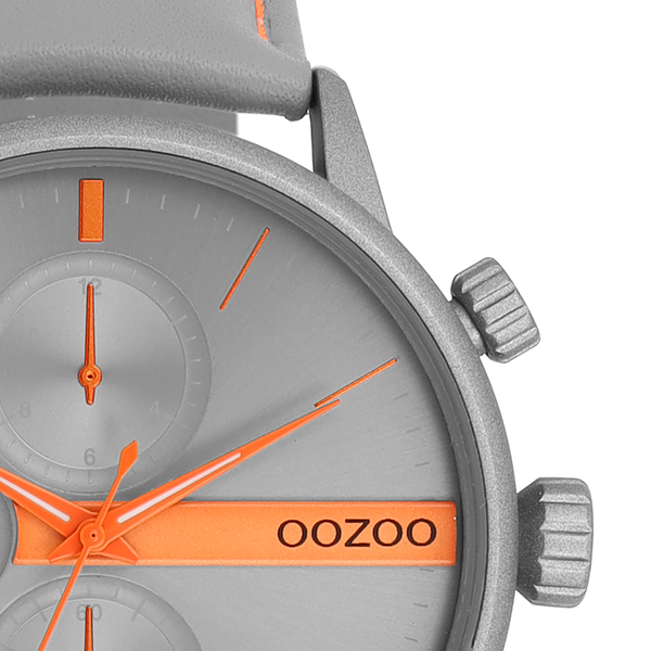 OOZOO Timepieces - C11225 - Herren - Leder-Armband - Hellgrau