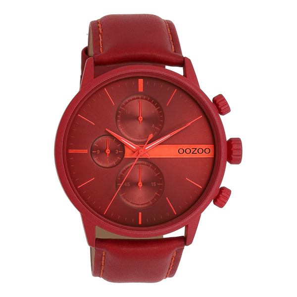 OOZOO Timepieces - C11226 - Herren - Leder-Armband - Rot