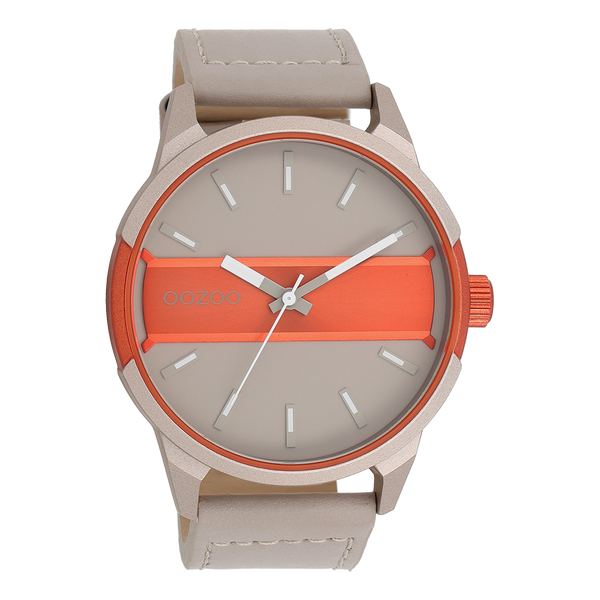 OOZOO Timepieces - C11230 - Herren - Leder-Armband - Sand/Orange