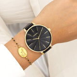 OOZOO Timepieces - C11259 - Damen - Leder-Armband - Schwarz/Gold