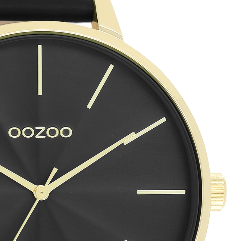 OOZOO Timepieces - C11259 - Damen - Leder-Armband - Schwarz/Gold