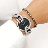 OOZOO Timepieces - C11261 - Edelstahl-Glieder-Armband - Silber/Schwarz