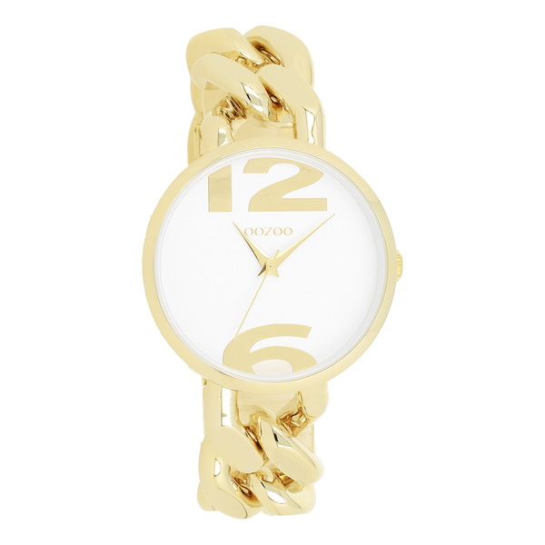 OOZOO Timepieces - C11262 - Edelstahl-Glieder-Armband - Gold/Weiß