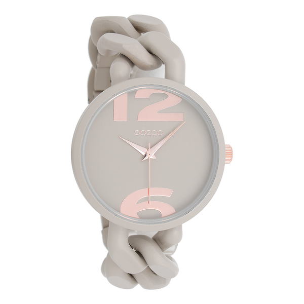 OOZOO Timepieces - C11265 - Damen - Kunststoff-Glieder-Armband - Taupe