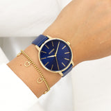 OOZOO Timepieces - C11292 - Damen - Leder-Armband - Dunkelblau/Gold