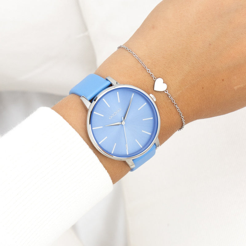 OOZOO Timepieces - C11296 - Damen - Leder-Armband - Blau/Silber