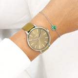 OOZOO Timepieces - C11298 - Damen - Leder-Armband - Olivgrün/Silber