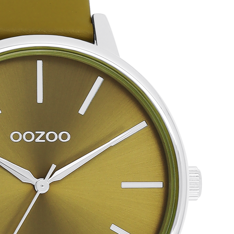 OOZOO Timepieces - C11298 - Damen - Leder-Armband - Olivgrün/Silber