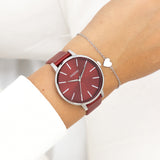 OOZOO Timepieces - C11299 - Damen - Leder-Armband - Rot/Silber