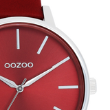 OOZOO Timepieces - C11299 - Damen - Leder-Armband - Rot/Silber