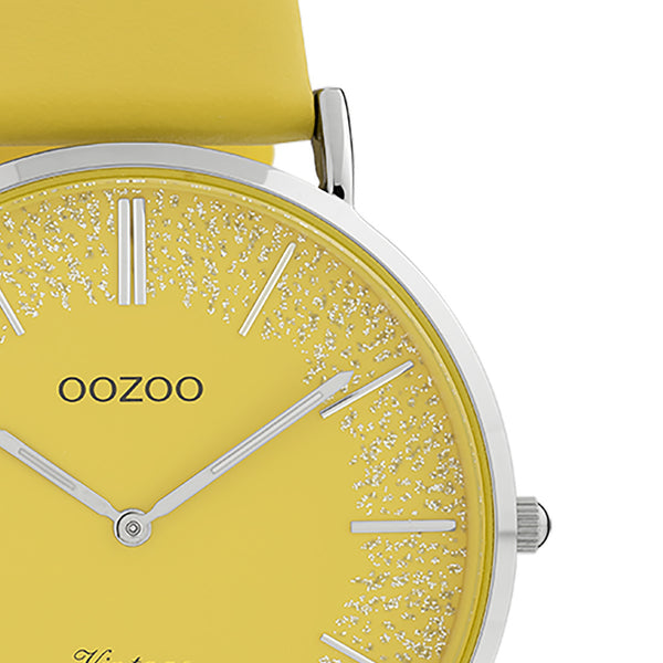 OOZOO Vintage - C20128 - Damen - Leder-Armband- Gelb/Silber
