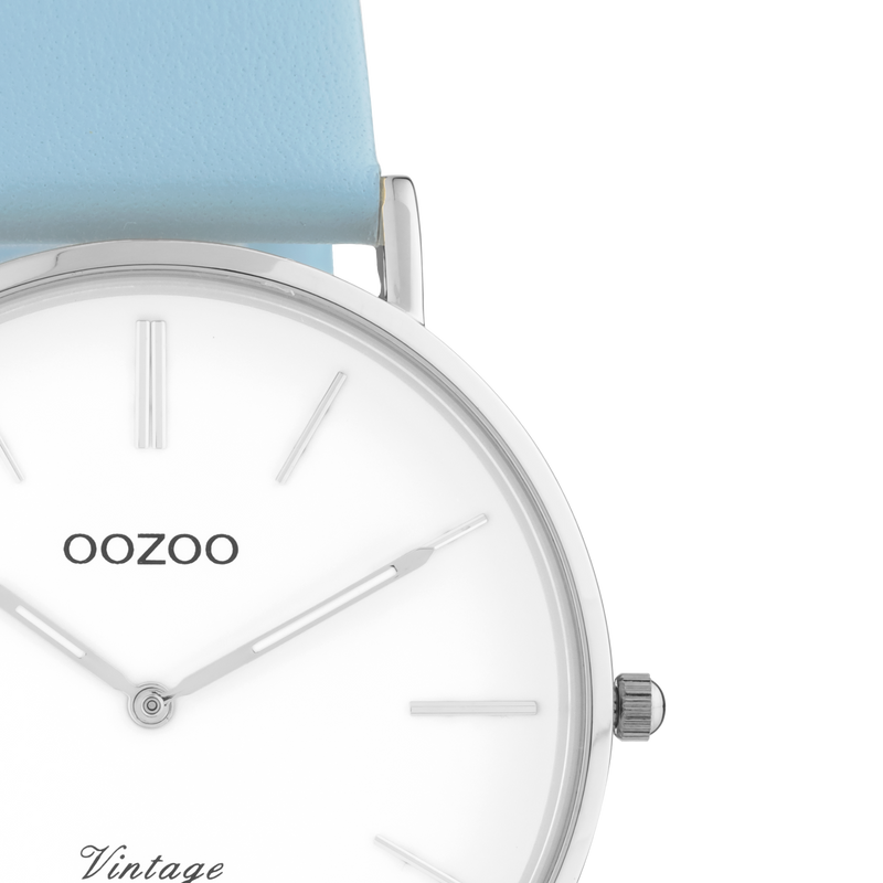 OOZOO Vintage - C20217 - Damen - Leder-Armband - Hellblau/Silber