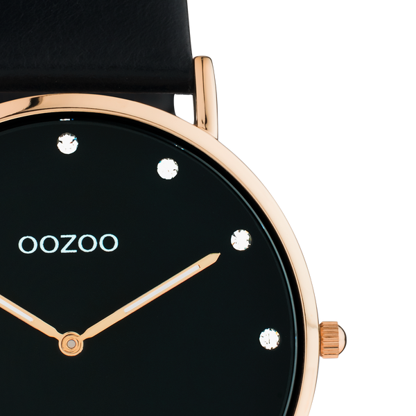 OOZOO Vintage - C20249 - Damen - Leder-Armband - Schwarz/Roségold