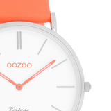 OOZOO Vintage - C20313 - Damen - Leder-Armband - Neonorange/Silber