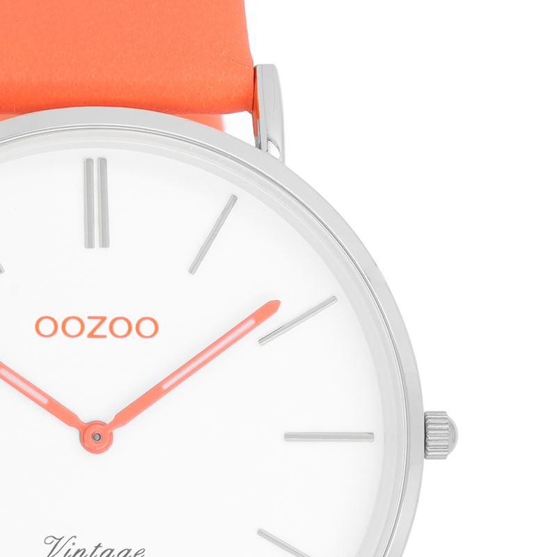 OOZOO Vintage - C20313 - Damen - Leder-Armband - Neonorange/Silber